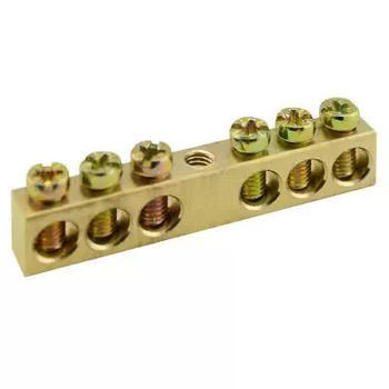 Шина PEN TS-0609C 6х9 6 отверстий крепление по центру Энергия - Электрика, НВА - Щитки и аксессуары для монтажа - Шины нулевые - . Магазин оборудования для автономного и резервного электропитания Ekosolar.ru в Долгопрудном