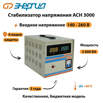 Однофазный стабилизатор напряжения Энергия АСН 3000 - Стабилизаторы напряжения - Однофазные стабилизаторы напряжения 220 Вольт - Энергия АСН - . Магазин оборудования для автономного и резервного электропитания Ekosolar.ru в Долгопрудном