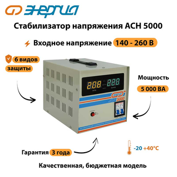 Однофазный стабилизатор напряжения Энергия АСН 5000 - Стабилизаторы напряжения - Однофазные стабилизаторы напряжения 220 Вольт - Энергия АСН - . Магазин оборудования для автономного и резервного электропитания Ekosolar.ru в Долгопрудном